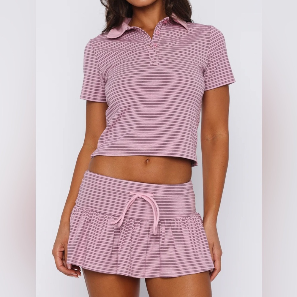 White Fox Stiped Skirt and Polo Set